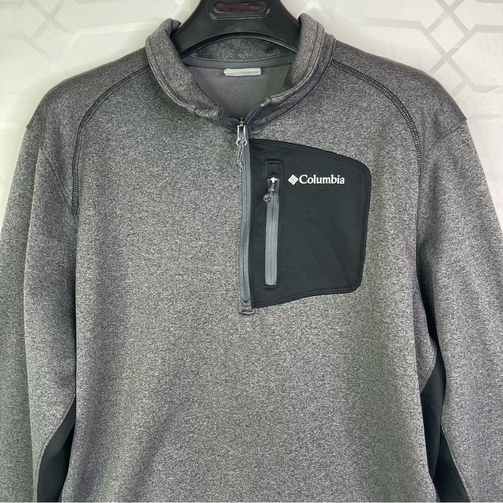 Columbia Men’s XL Quarter Zip Fleece Pullover Two-Tone Gray Black